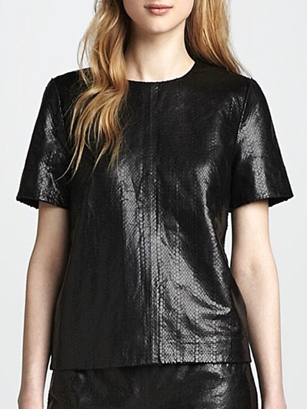 J Brand Black Snakeskin Lamb Leather Top Size XS